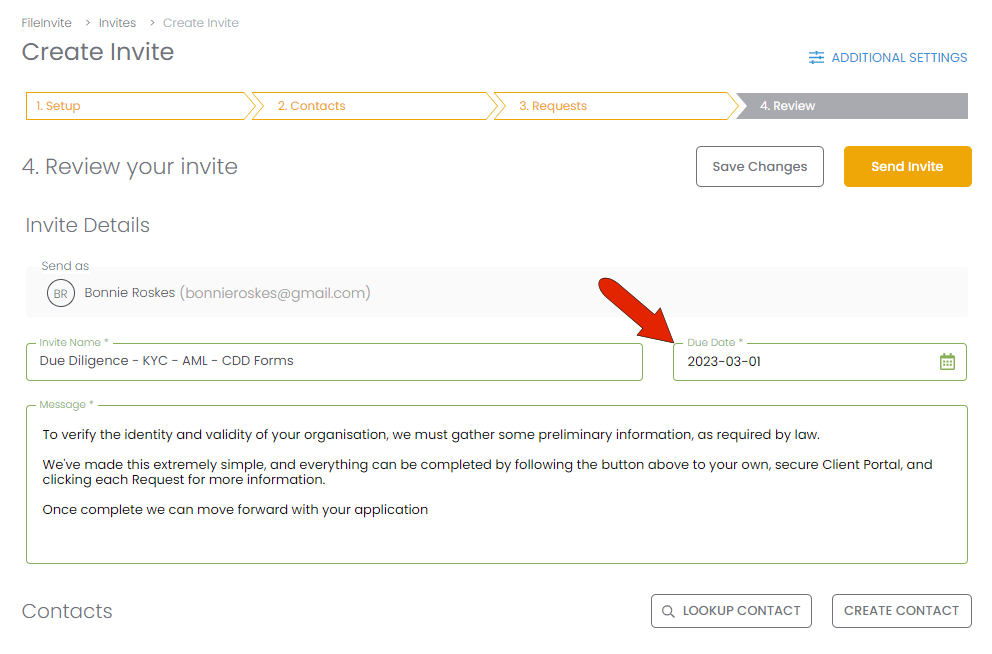 Creating and Sending an Invite